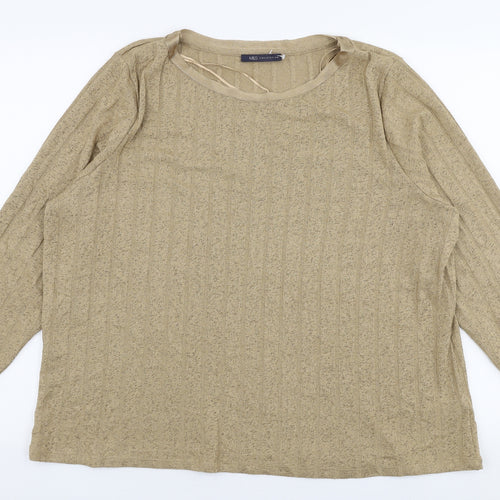 Marks and Spencer Womens Beige Round Neck  Polyester Pullover Jumper Size 20