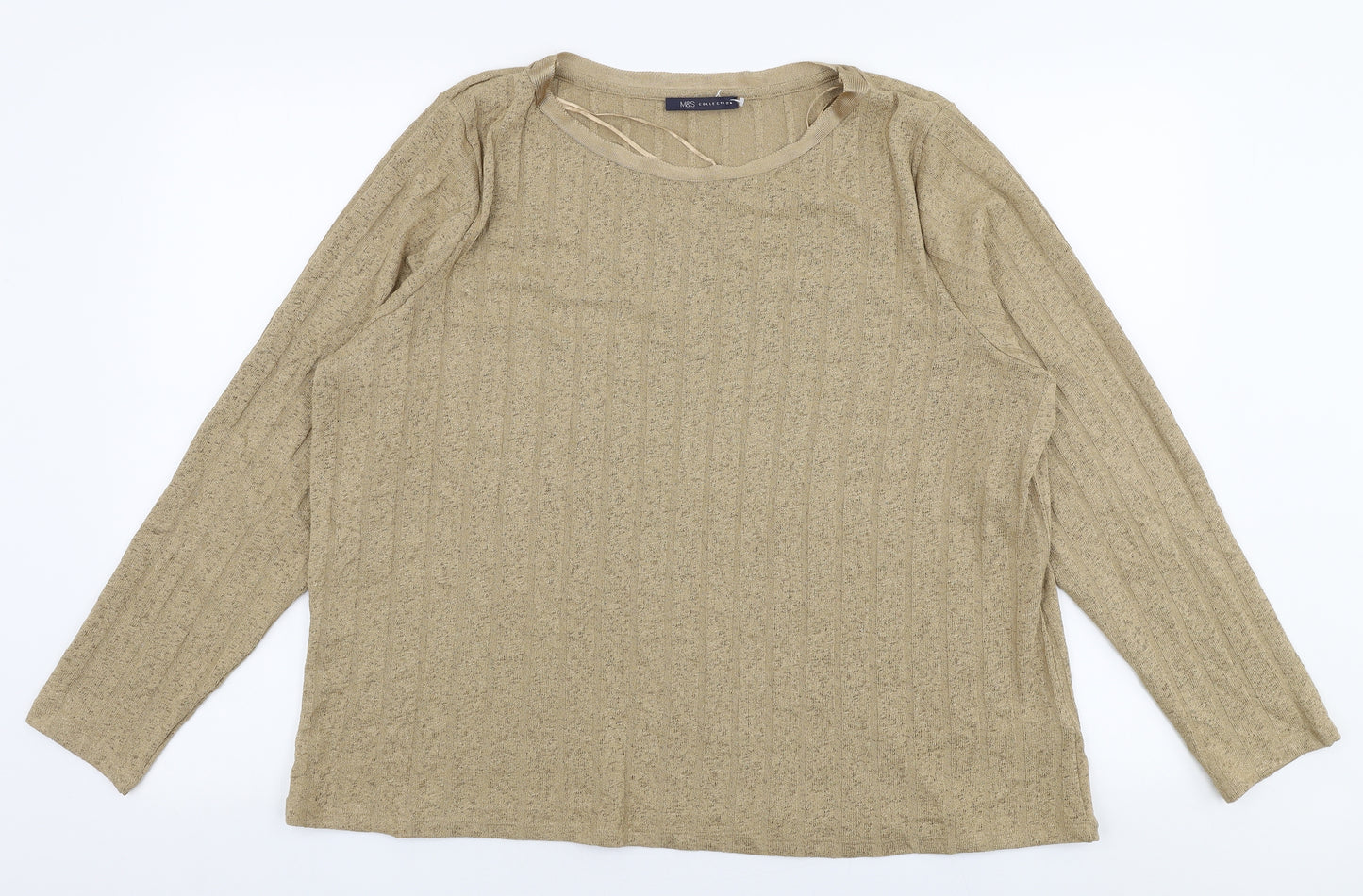 Marks and Spencer Womens Beige Round Neck  Polyester Pullover Jumper Size 20