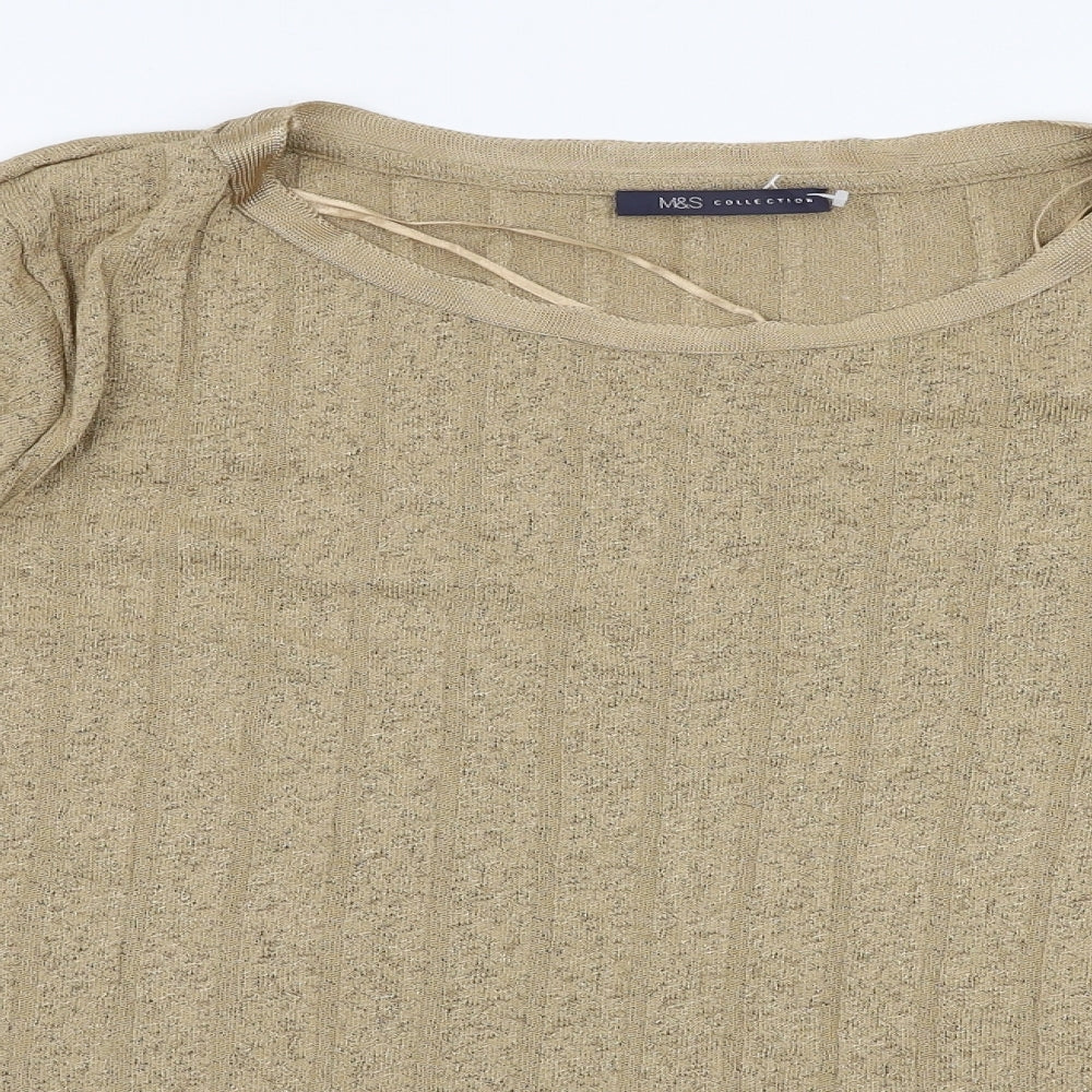 Marks and Spencer Womens Beige Round Neck  Polyester Pullover Jumper Size 20