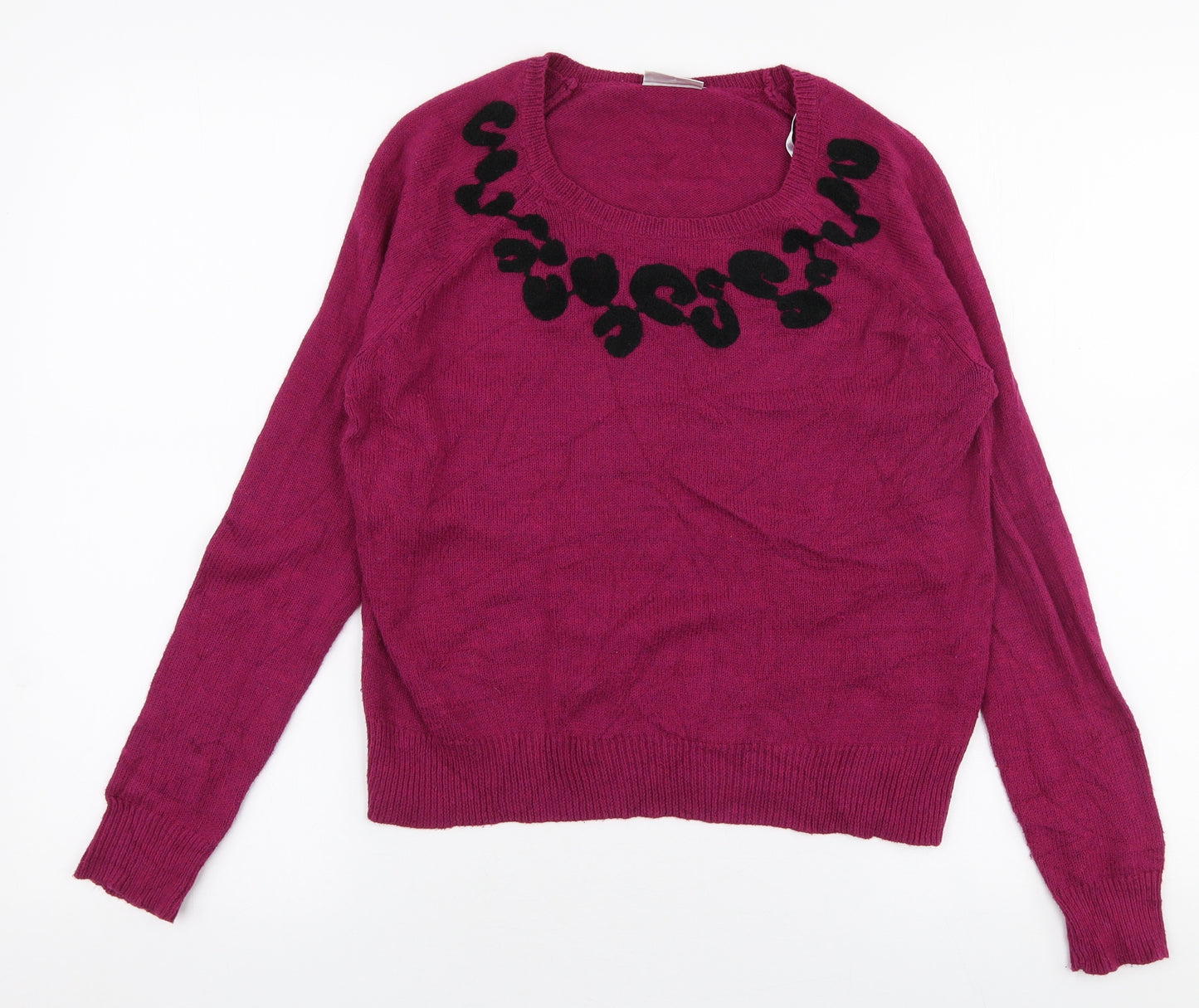 Jo Y Jo Womens Purple Round Neck  Polyester Pullover Jumper Size XS