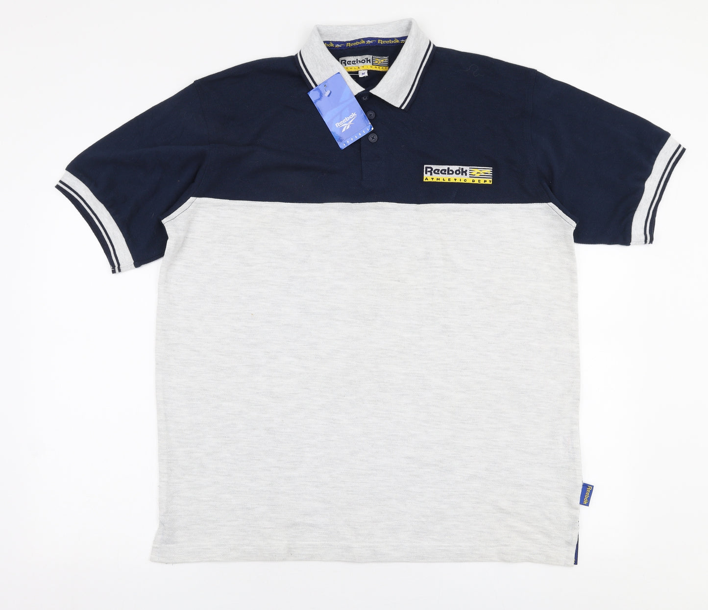 Reebok Mens Multicoloured  Polyester  Polo Size M Collared Button