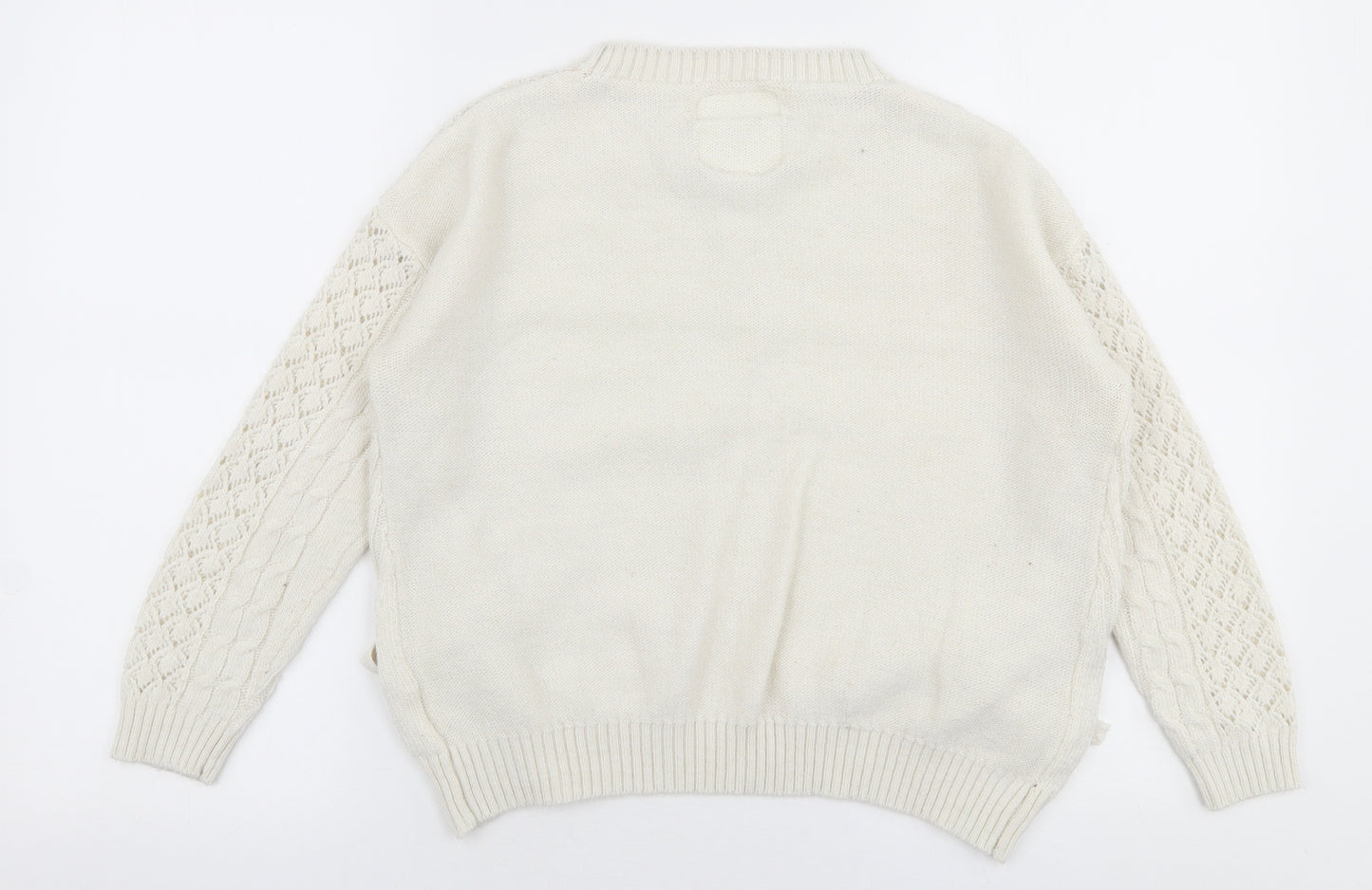 Falmer Heritage Womens White Round Neck  Acrylic Pullover Jumper Size 14