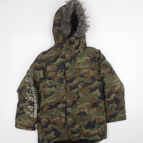 NEXT Boys Green Camouflage  Overcoat Coat Size 9 Years