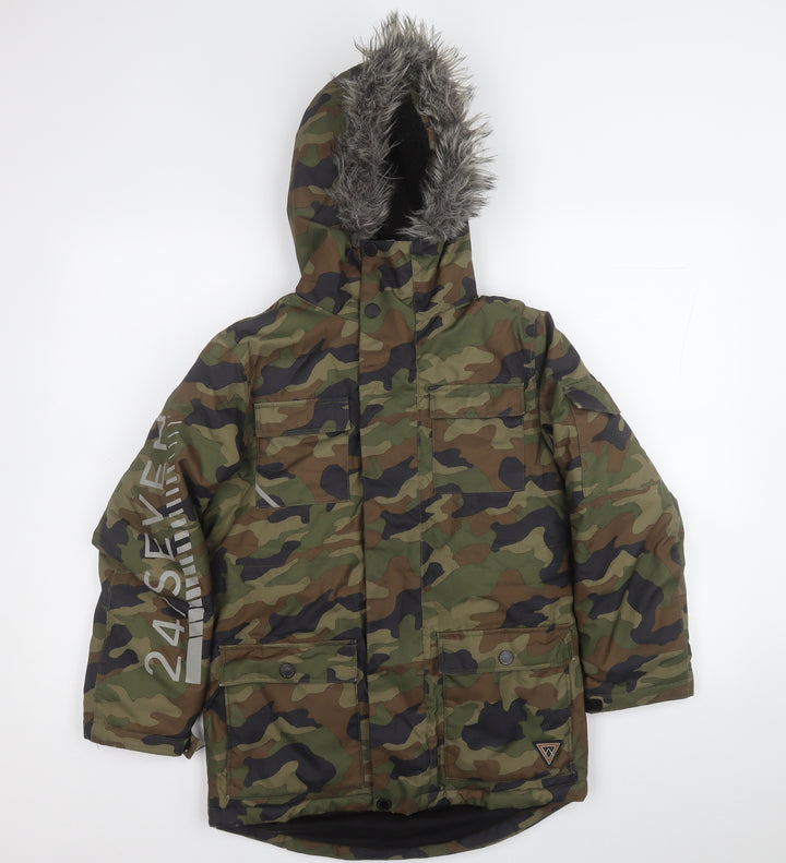 NEXT Boys Green Camouflage Overcoat Coat Size 9 Years