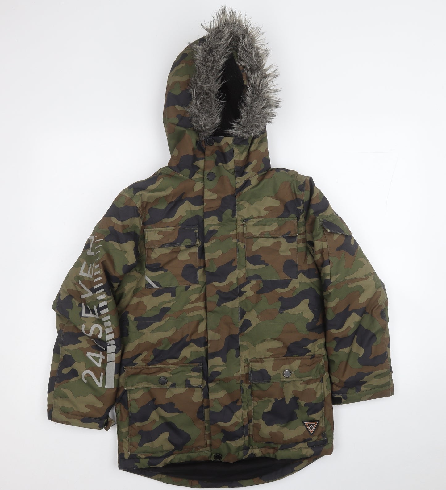 NEXT Boys Green Camouflage  Overcoat Coat Size 9 Years