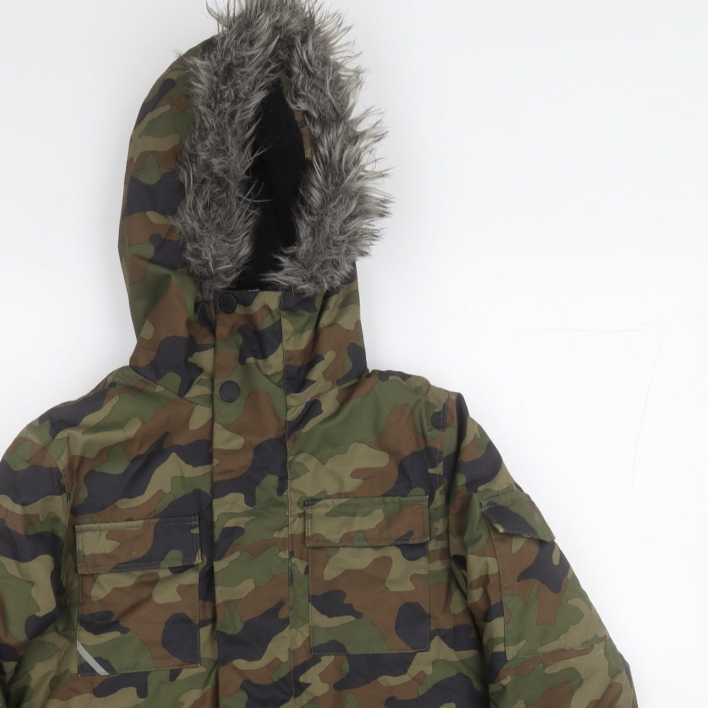 NEXT Boys Green Camouflage  Overcoat Coat Size 9 Years