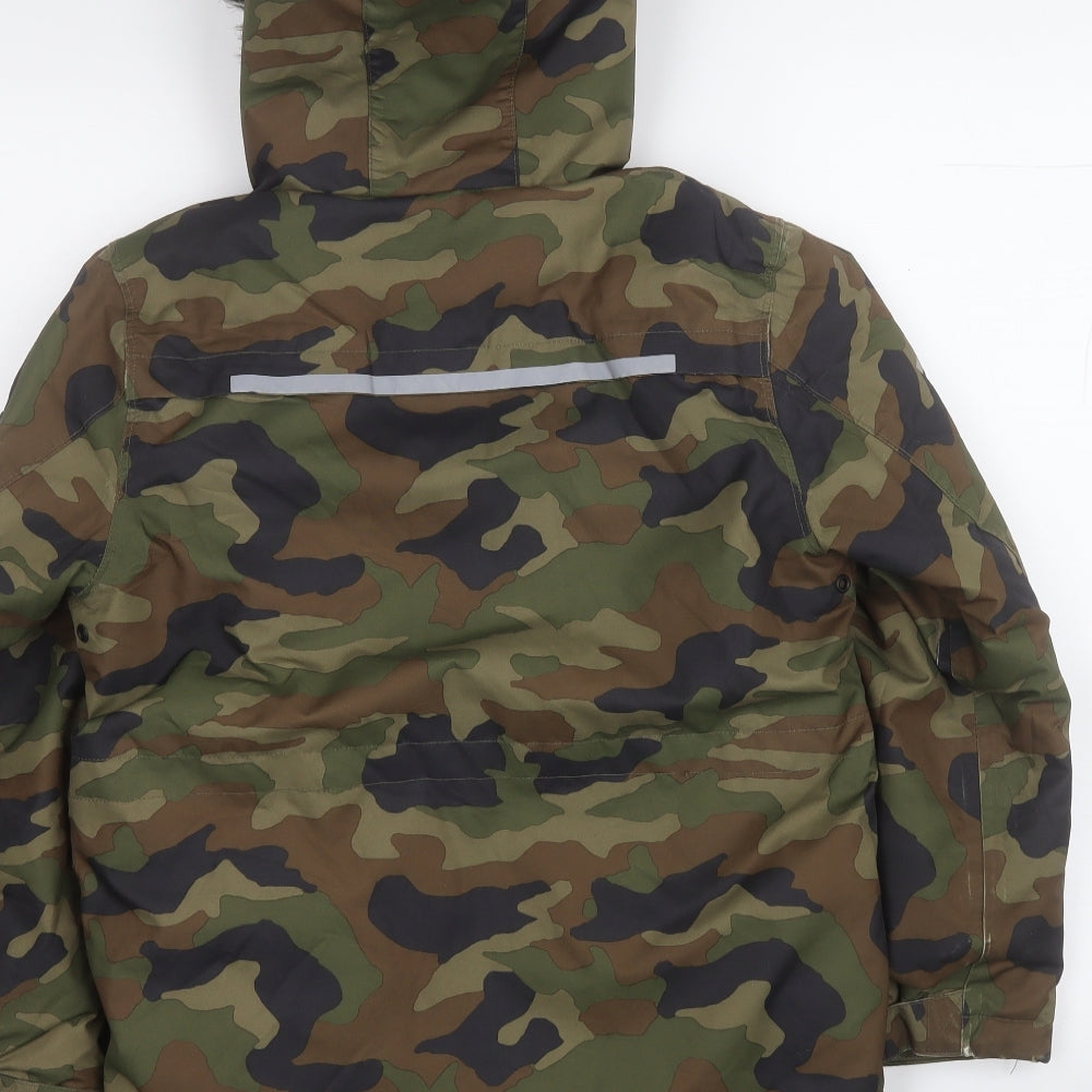 NEXT Boys Green Camouflage  Overcoat Coat Size 9 Years