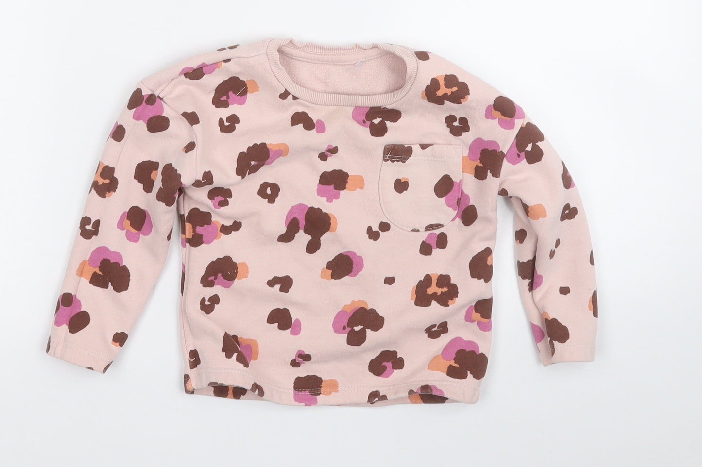 George Girls Pink Geometric Cotton Pullover Jumper Size 18-24 Months
