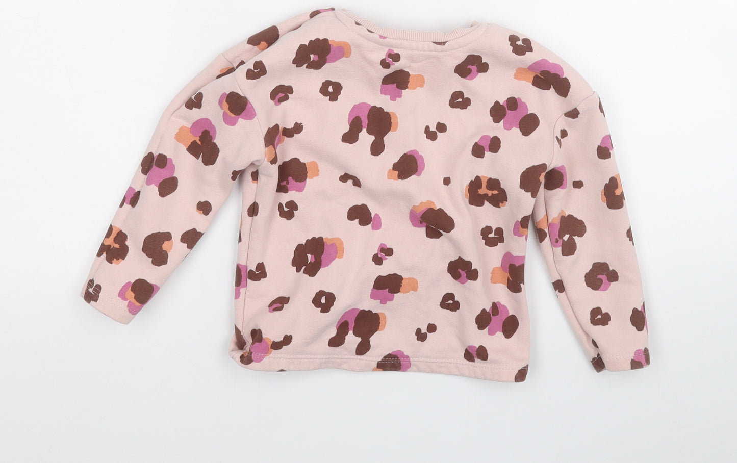 George Girls Pink Geometric Cotton Pullover Jumper Size 18-24 Months