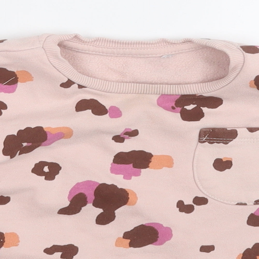 George Girls Pink Geometric Cotton Pullover Jumper Size 18-24 Months