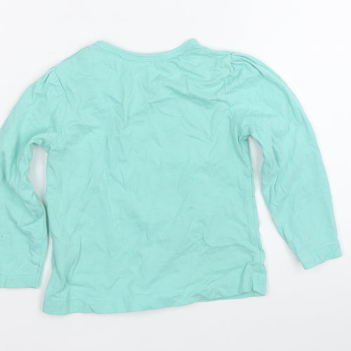 Lupilu Girls Green  Cotton Pullover T-Shirt Size 2 Years Round Neck