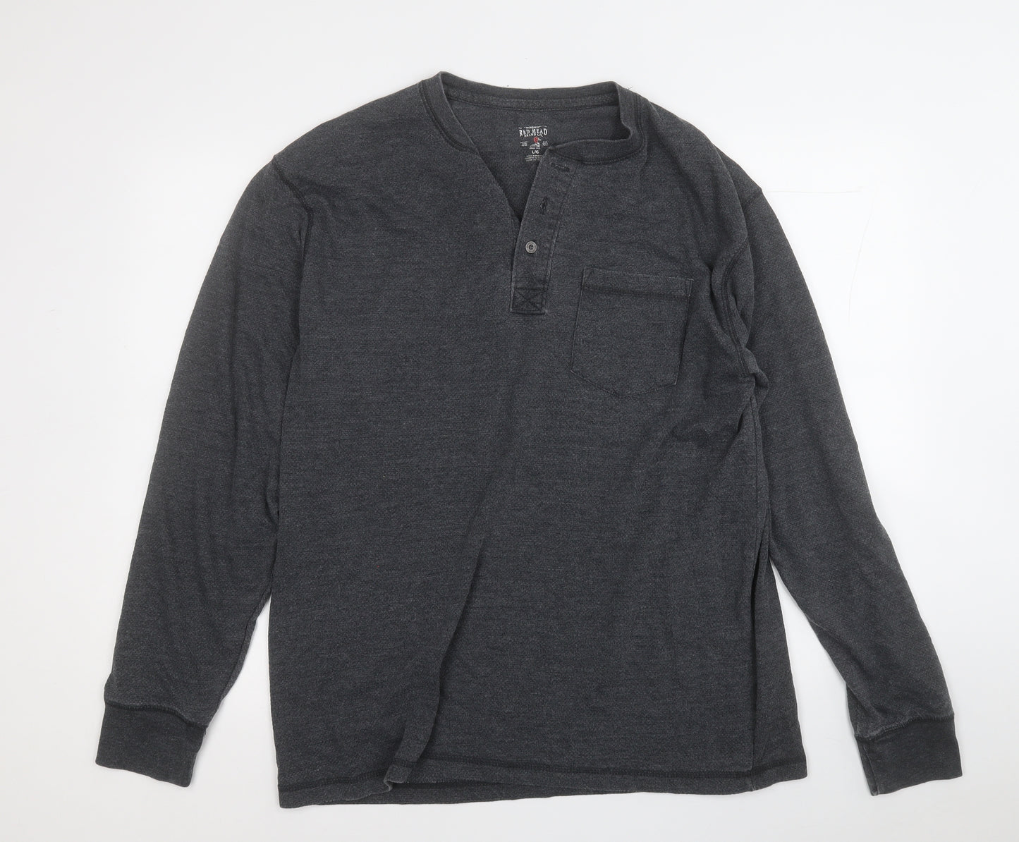RedHead Mens Grey  Cotton  T-Shirt Size L Round Neck