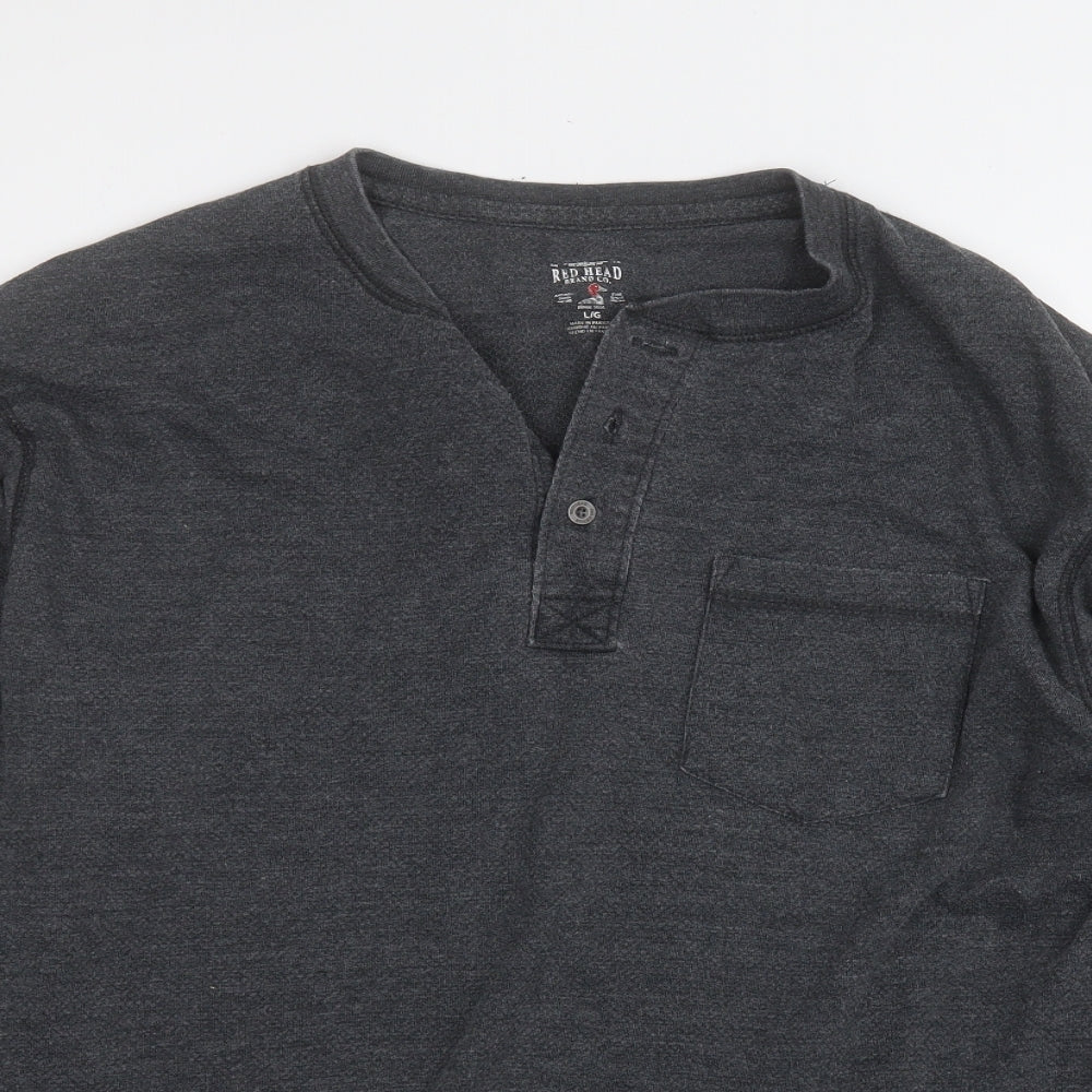 RedHead Mens Grey  Cotton  T-Shirt Size L Round Neck