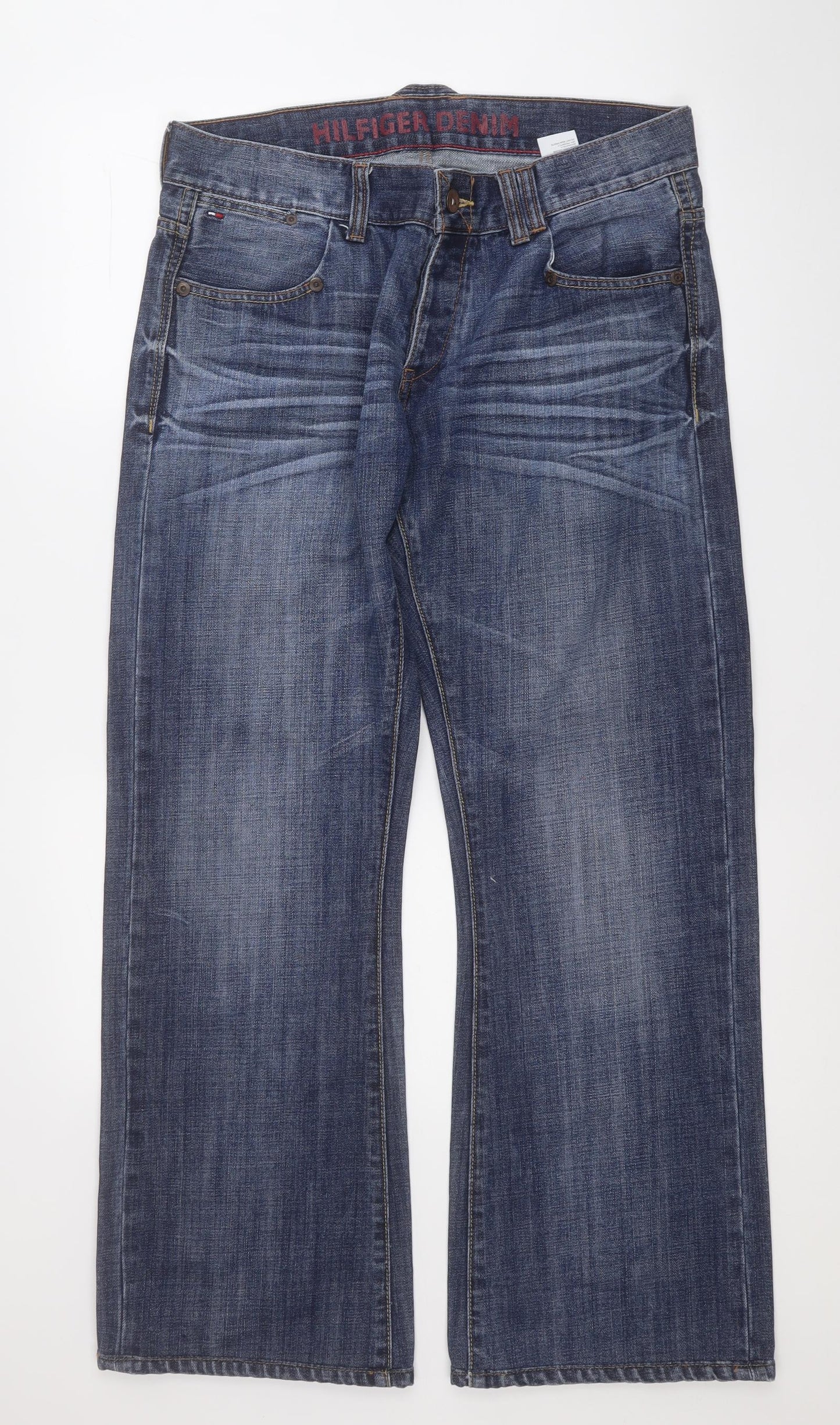 Hilfiger Denim Mens Blue  Cotton Bootcut Jeans Size 34 L32 in Regular