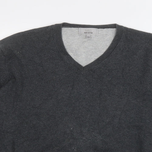 Marks and Spencer Mens Grey V-Neck  Acrylic Pullover Jumper Size 2XL