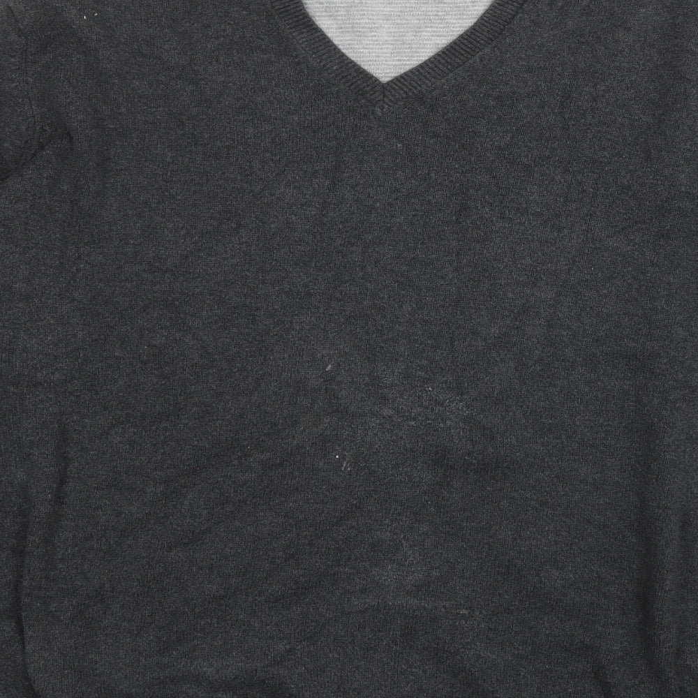 Marks and Spencer Mens Grey V-Neck  Acrylic Pullover Jumper Size 2XL