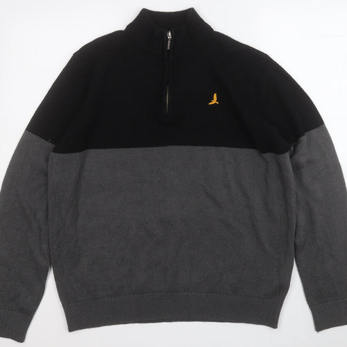 Brave Soul Mens Grey Mock Neck  Acrylic Pullover Jumper Size XL