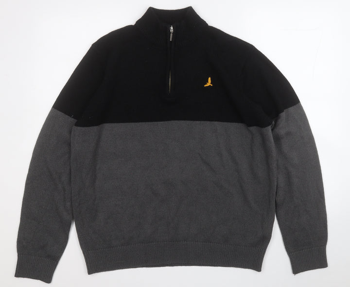 Brave Soul Mens Grey Mock Neck Acrylic Pullover Jumper Size XL
