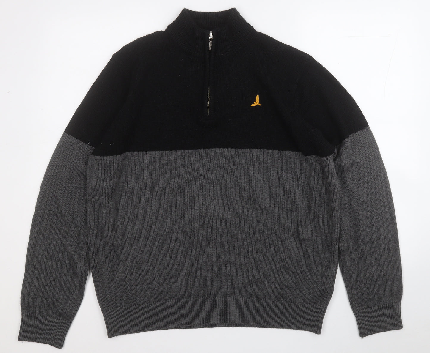 Brave Soul Mens Grey Mock Neck  Acrylic Pullover Jumper Size XL