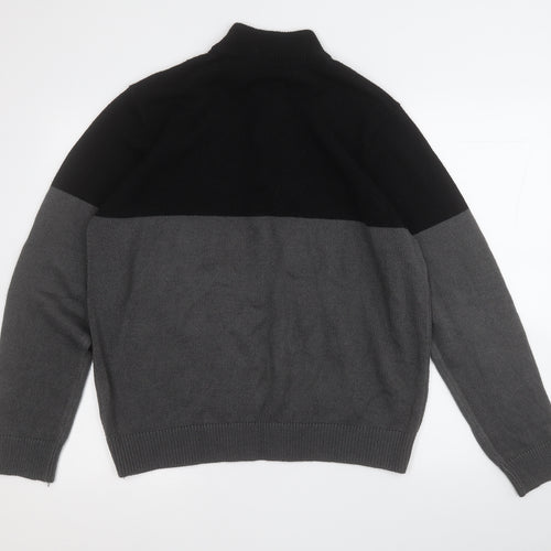 Brave Soul Mens Grey Mock Neck  Acrylic Pullover Jumper Size XL