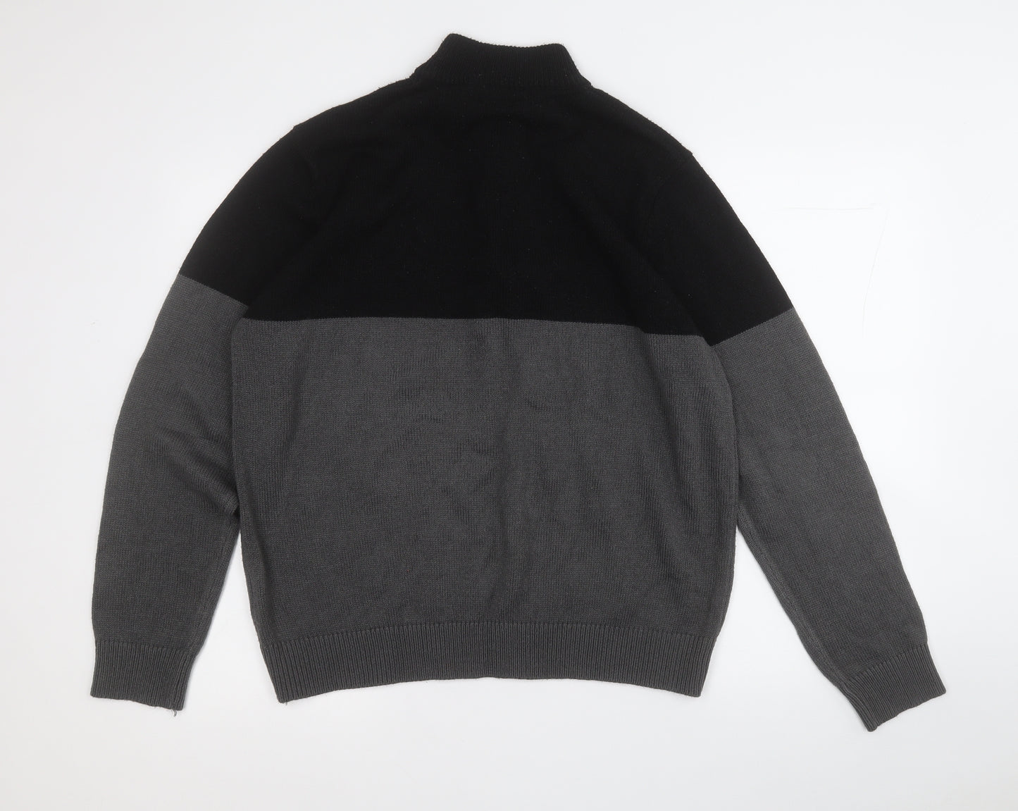 Brave Soul Mens Grey Mock Neck  Acrylic Pullover Jumper Size XL