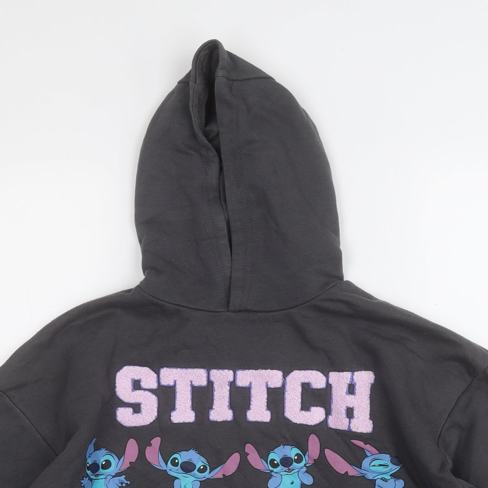 Primark Girls Grey  Cotton Pullover Hoodie Size 10 Years   - Stitch