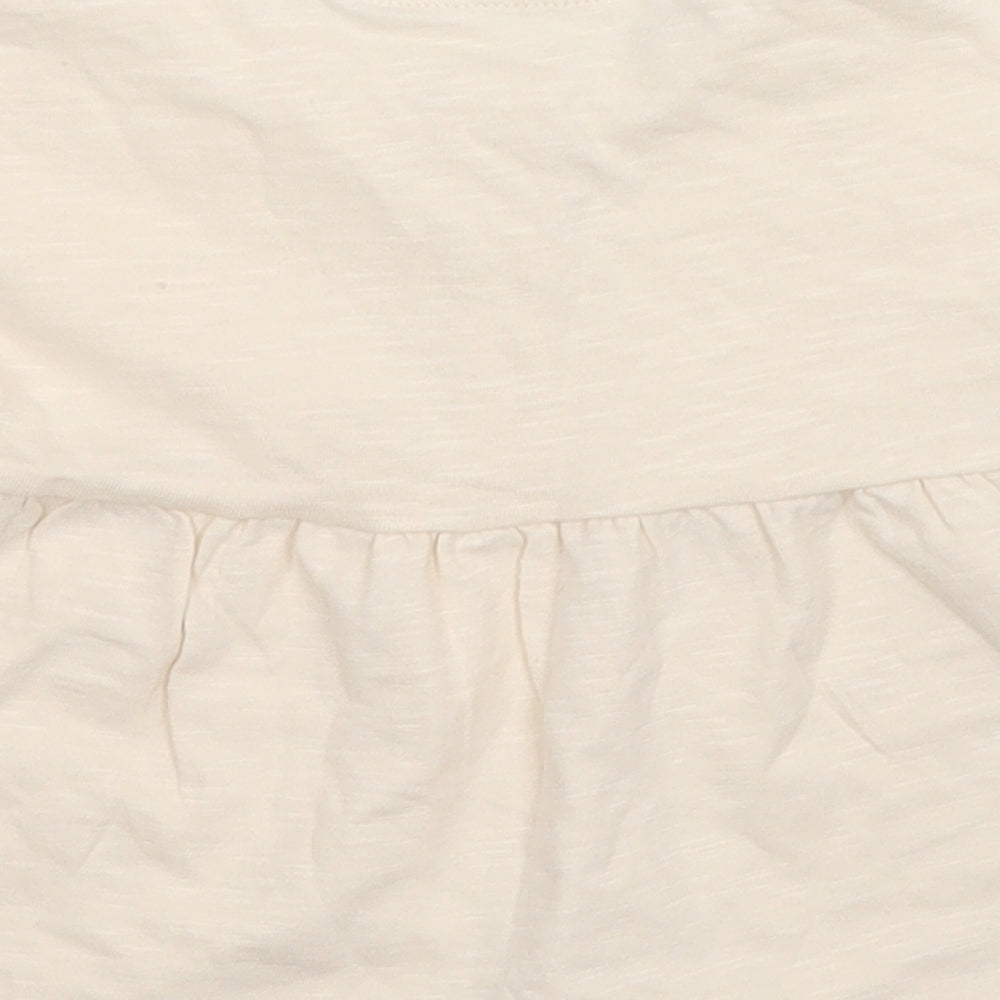 George Girls Beige  Cotton Pullover T-Shirt Size 9-12 Months Round Neck
