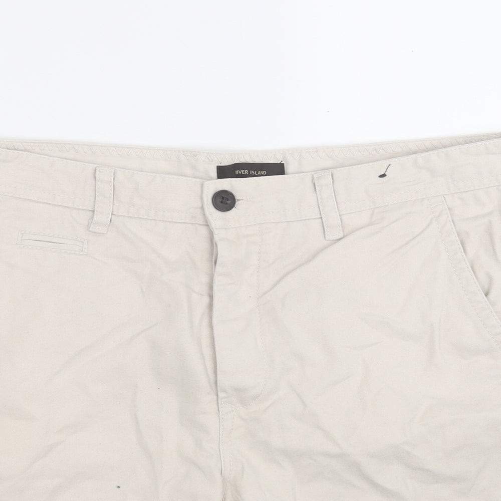 River Island Mens Beige  Cotton Chino Shorts Size 34  Regular