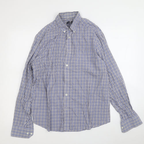 Blue Harbour Mens Blue Plaid Cotton  Button-Up Size M Collared