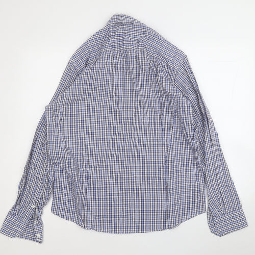 Blue Harbour Mens Blue Plaid Cotton  Button-Up Size M Collared
