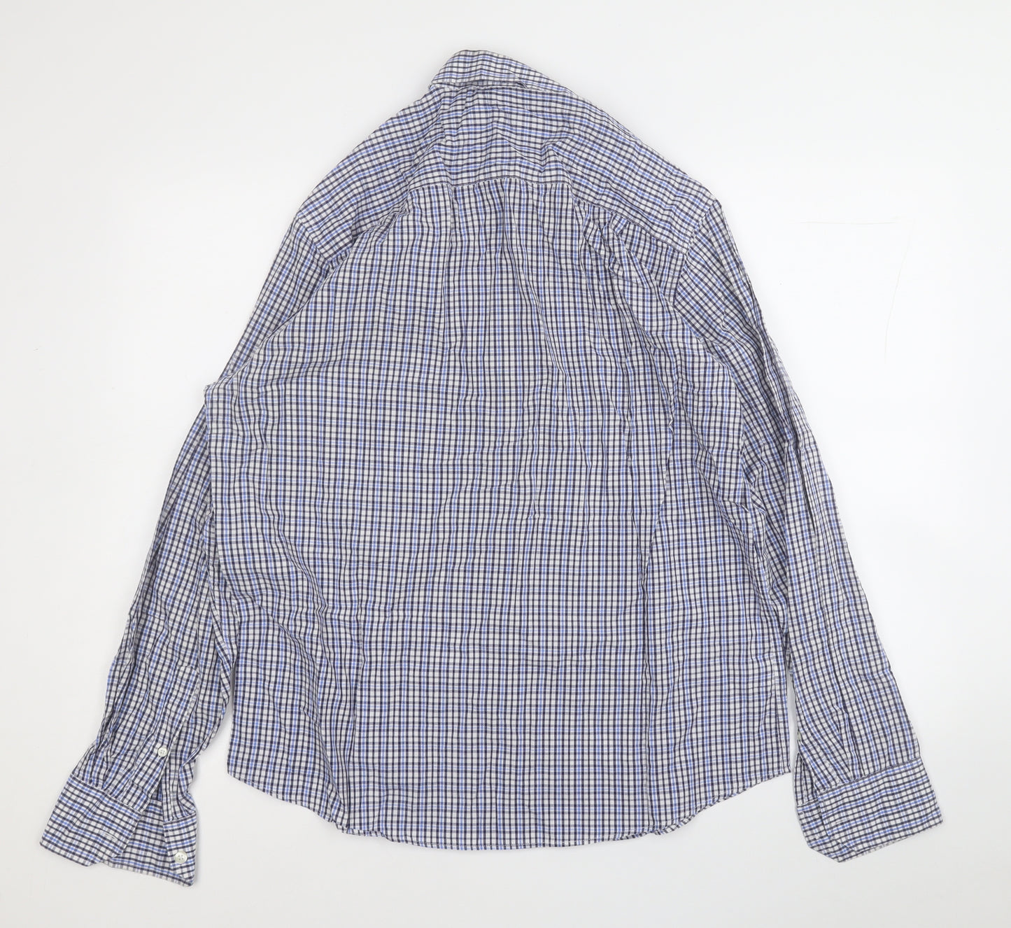 Blue Harbour Mens Blue Plaid Cotton  Button-Up Size M Collared