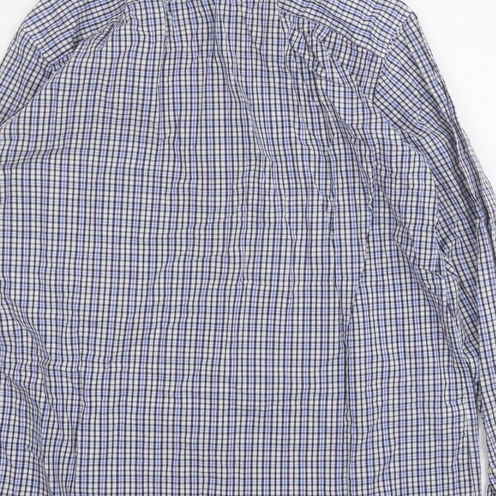 Blue Harbour Mens Blue Plaid Cotton  Button-Up Size M Collared