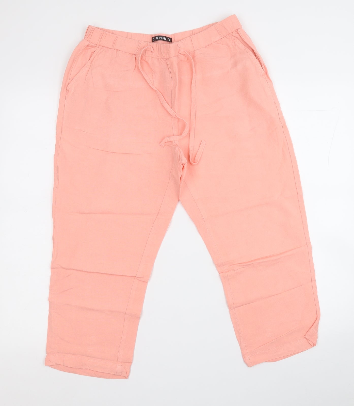 Dunnes Stores Womens Orange  Linen Capri Trousers Size 10  Regular