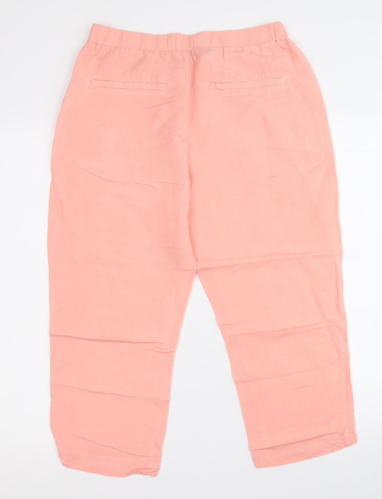 Dunnes Stores Womens Orange  Linen Capri Trousers Size 10  Regular