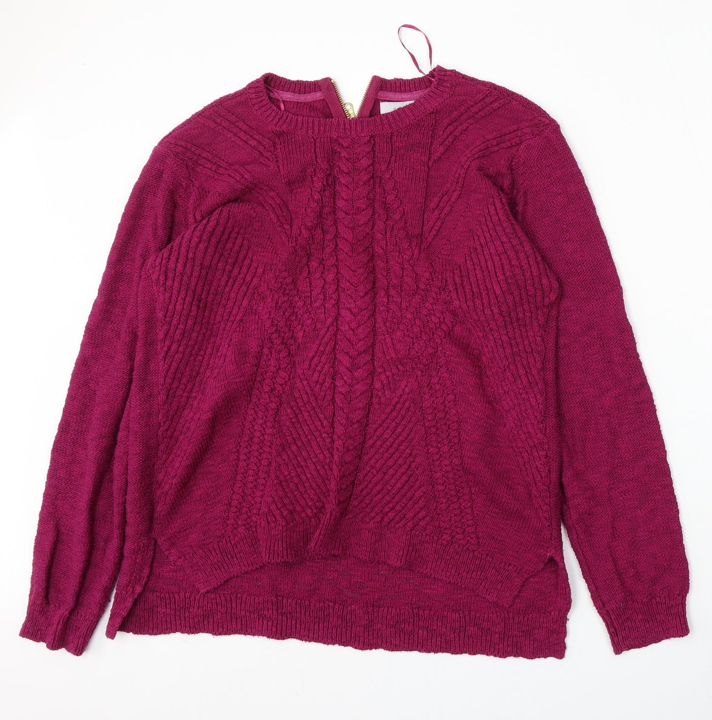Marks and Spencer Womens Purple Round Neck  Cotton Pullover Jumper Size 16