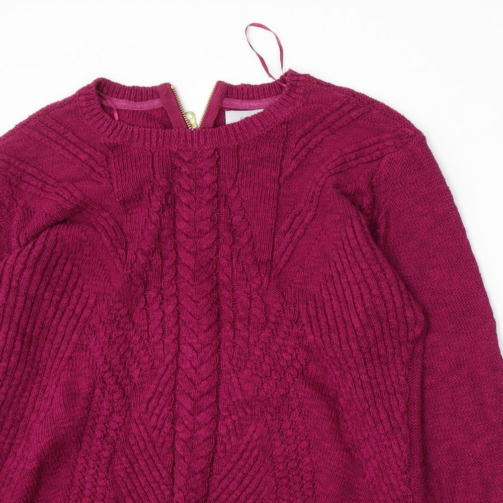 Marks and Spencer Womens Purple Round Neck  Cotton Pullover Jumper Size 16