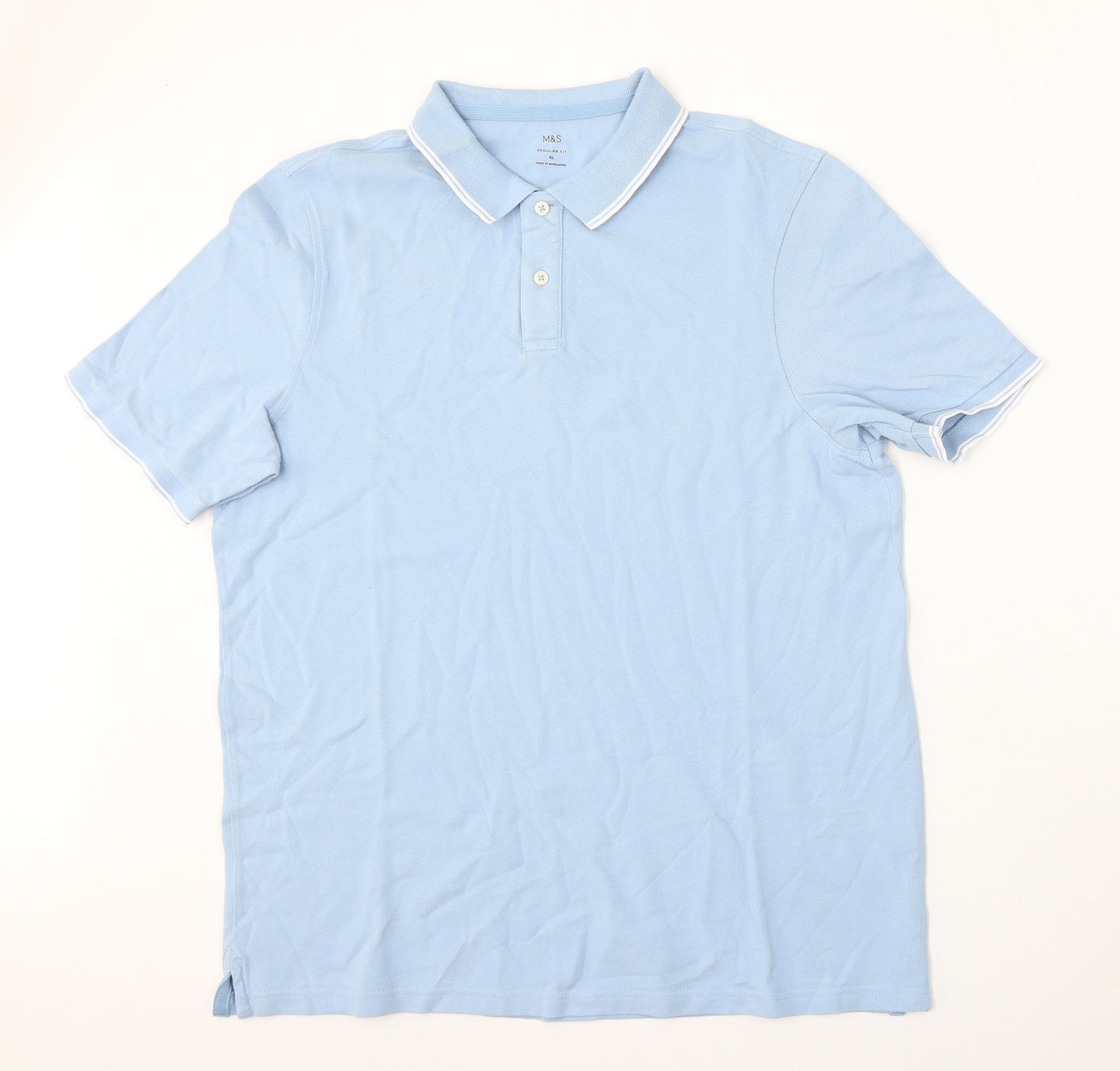 Marks and Spencer Mens Blue  Cotton  Polo Size XL Collared
