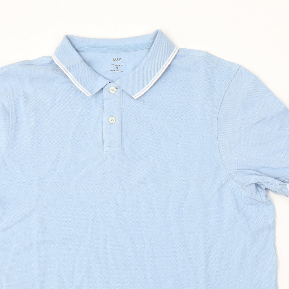 Marks and Spencer Mens Blue  Cotton  Polo Size XL Collared
