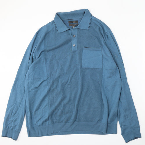 Marks and Spencer Mens Blue  Modal  Polo Size XL Collared