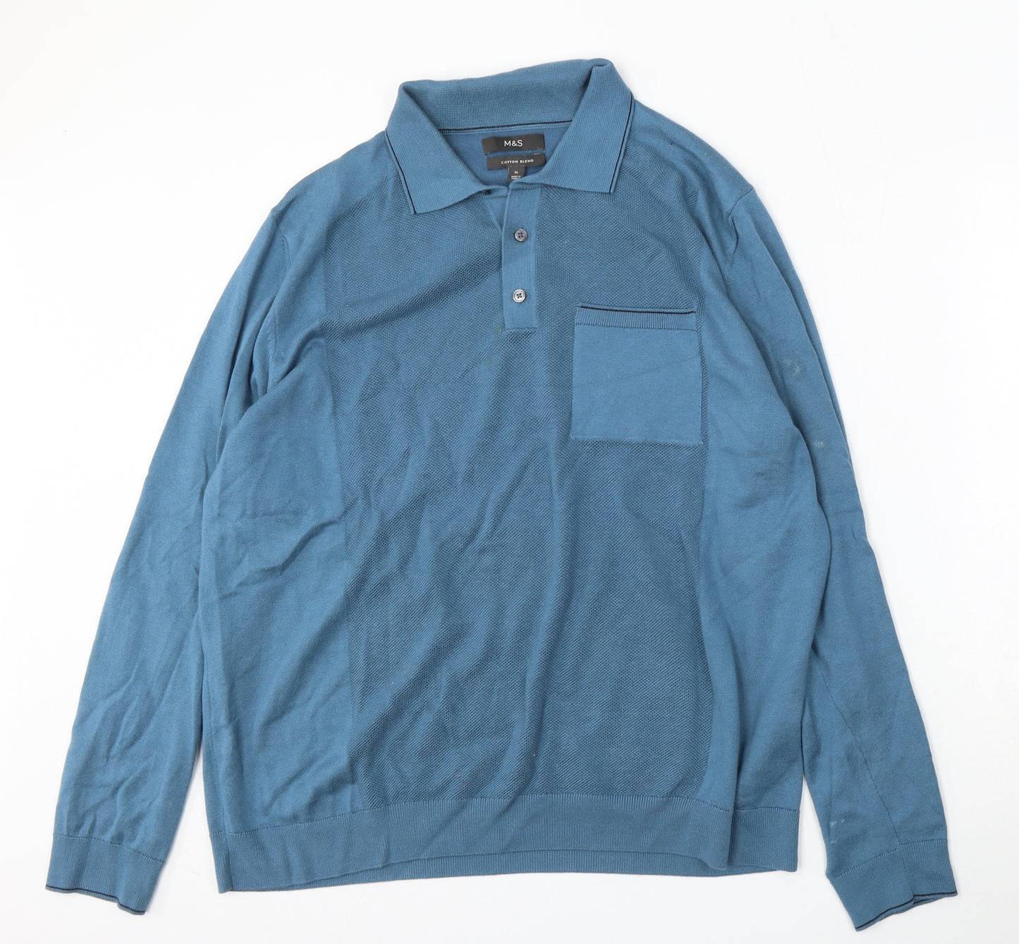 Marks and Spencer Mens Blue  Modal  Polo Size XL Collared