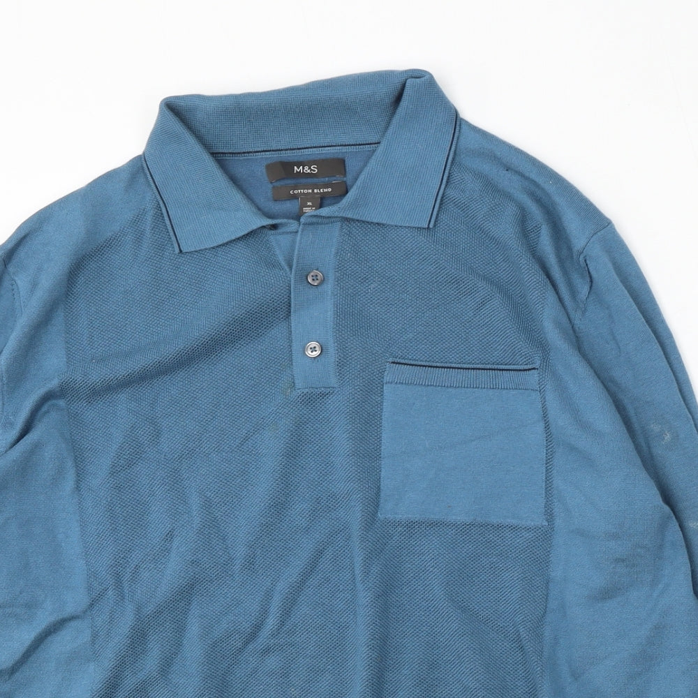Marks and Spencer Mens Blue  Modal  Polo Size XL Collared