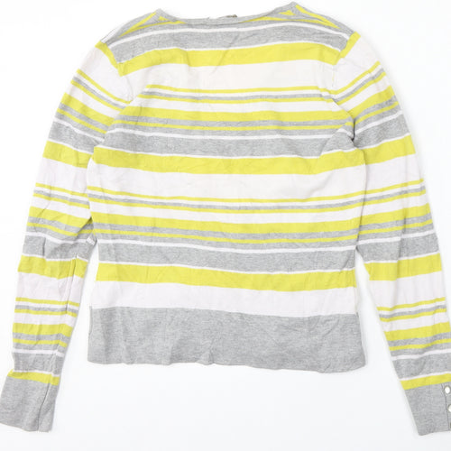iNITIAL Womens Multicoloured V-Neck Striped Cotton Pullover Jumper Size L