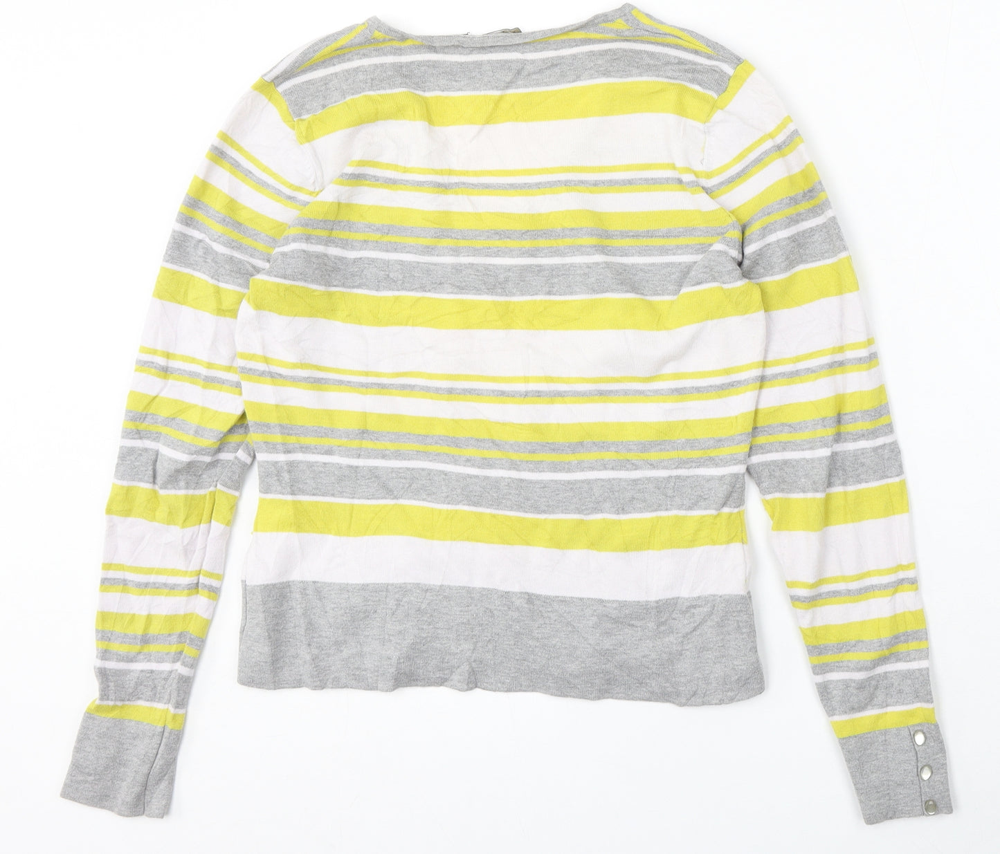 iNITIAL Womens Multicoloured V-Neck Striped Cotton Pullover Jumper Size L