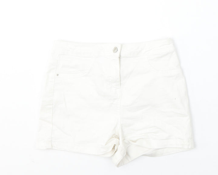 Papaya Womens White Cotton Bermuda Shorts Size 10 L3 in Regular