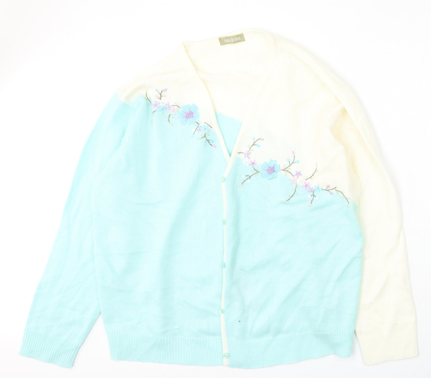 Andre De Brett Womens Multicoloured V-Neck  Acrylic Cardigan Jumper Size 24