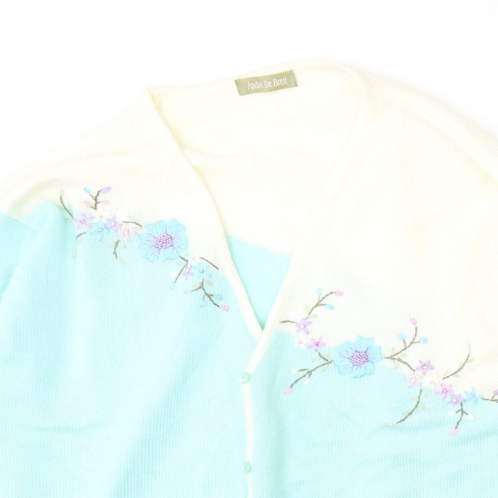 Andre De Brett Womens Multicoloured V-Neck  Acrylic Cardigan Jumper Size 24