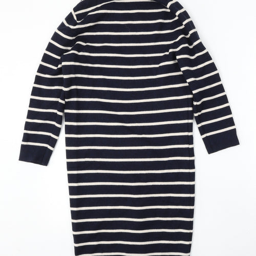 Jaeger Womens Blue Striped Polyester Jumper Dress  Size M  Round Neck