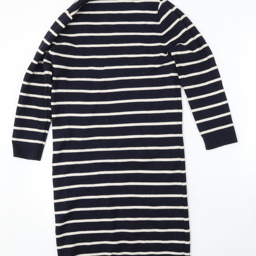 Jaeger Womens Blue Striped Polyester Jumper Dress  Size M  Round Neck