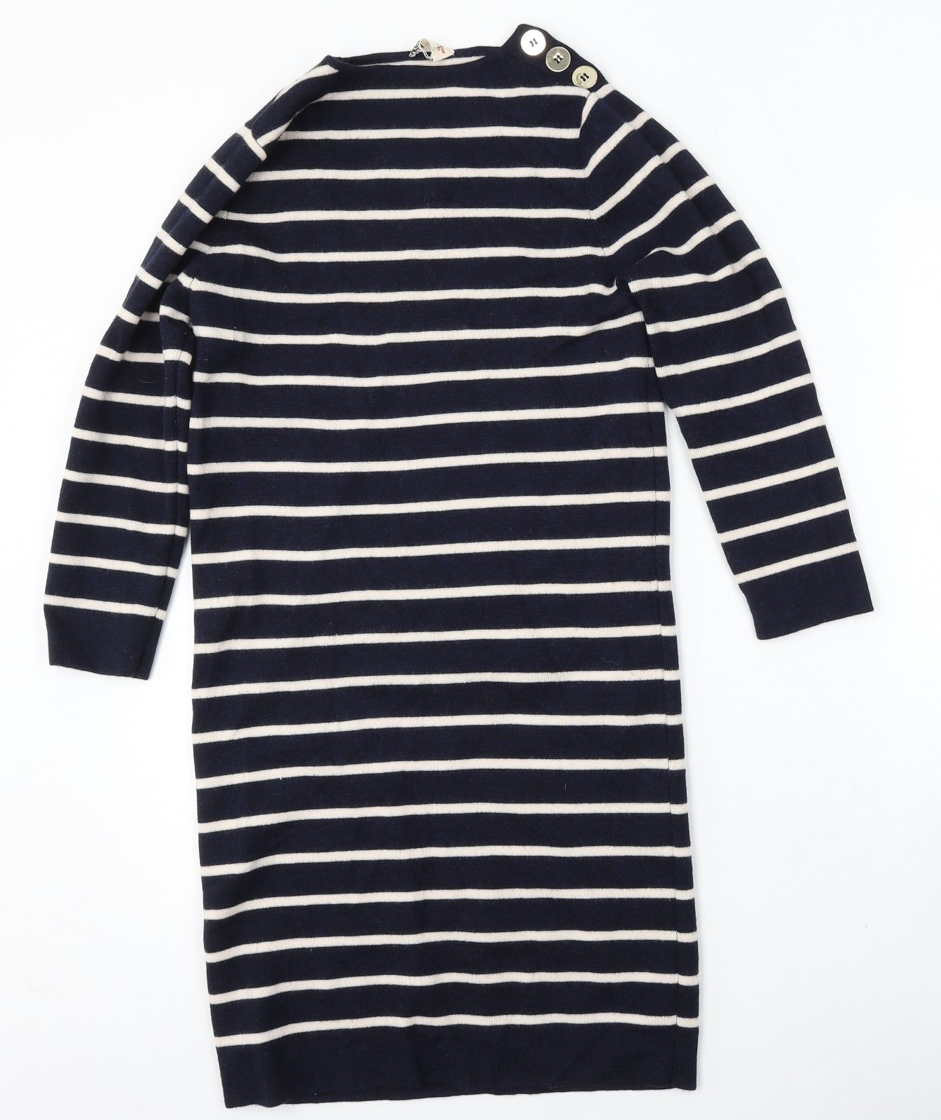 Jaeger Womens Blue Striped Polyester Jumper Dress  Size M  Round Neck
