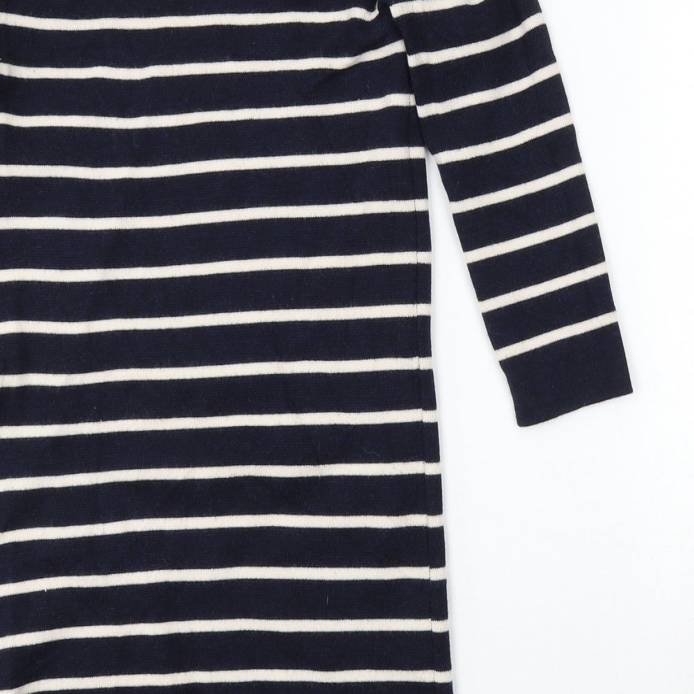 Jaeger Womens Blue Striped Polyester Jumper Dress  Size M  Round Neck